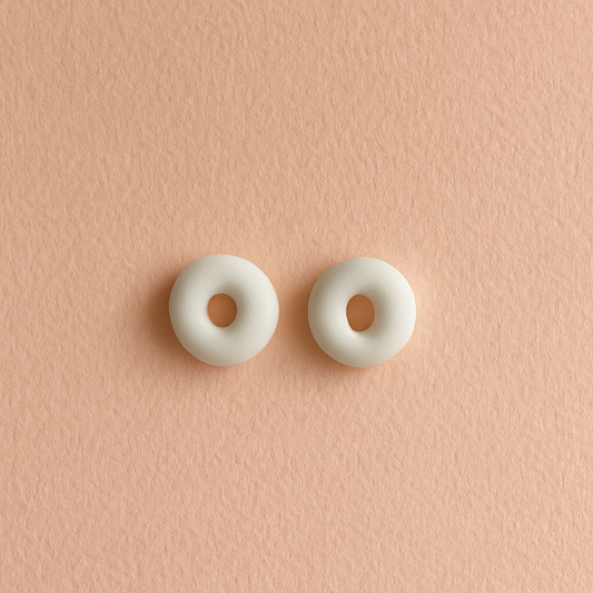 Minimalist white ceramic earrings with stainless steel stud backs – Australian jewellery design