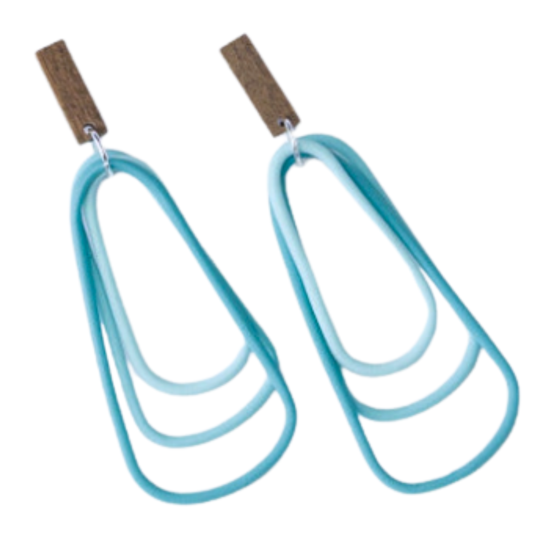 Monochromatic Teal Dangle Earrings