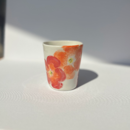 Porcelain cup, handpainted porcelain cup, ceramic cup, wine cup, tea cup.
