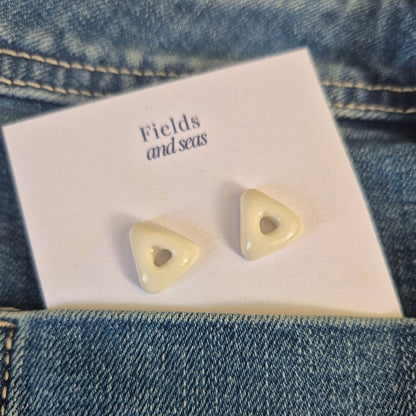 White porcelain arrow studs