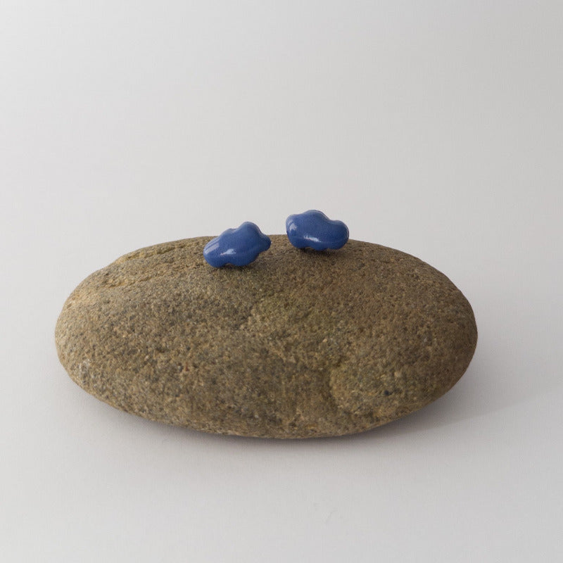 Blue porcelain clouds. Stud earrings.