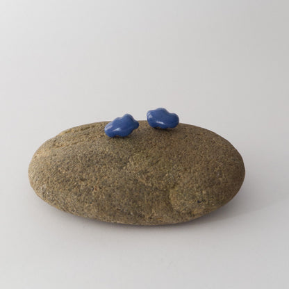 Blue porcelain clouds. Stud earrings.