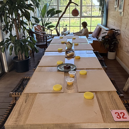 Handmade ceramic planter with macramé hanger created at Fields and Seas clay workshop in Ventnor, Phillip Island