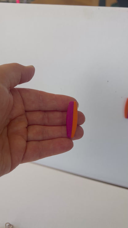 Pink and Orange Long Drop Studs